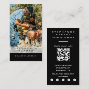 Tarjeta De Visita Lección de música griega Bouzouki Músico Foto Códi
