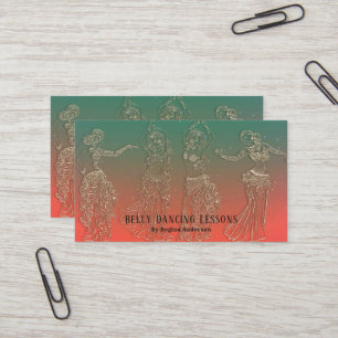 Tarjeta De Visita Lecciones de Baile de Vientre Azul Coral Bailarine