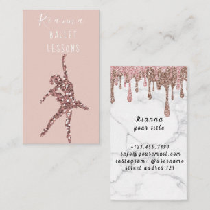 Tarjeta De Visita Lecciones de Ballet Rosado y Dorado Profesora Rede
