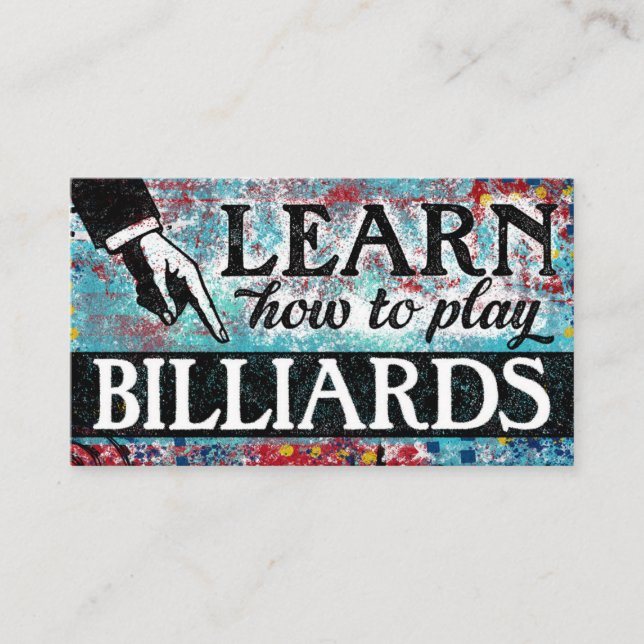 Tarjeta De Visita Lecciones de Billiards Business Cards - Rojo azul (Anverso)