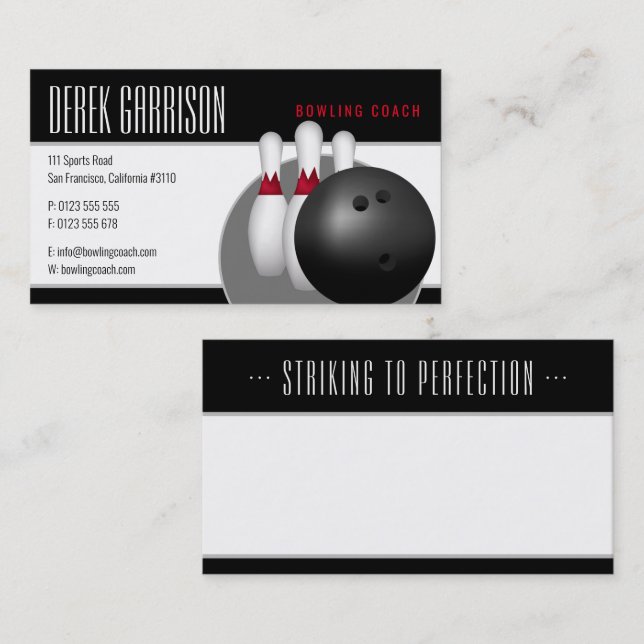 Tarjeta De Visita Lecciones de bolos para principiantes | Profesiona (Anverso / Reverso)
