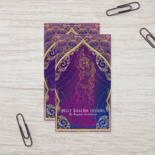 Tarjeta De Visita Lecciones de danza del vientre Purple & Gold Baila