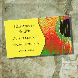 Tarjeta De Visita Lecciones de guitarra de instrumentos musicales Ro