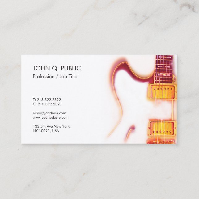 Tarjeta De Visita Lecciones de guitarra del profesor de música Silk  (Anverso)