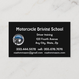 Tarjeta De Visita Lecciones de la escuela de conducción de motocicle