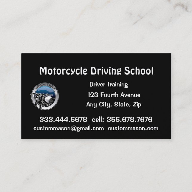 Tarjeta De Visita Lecciones de la escuela de conducción de motocicle (Anverso)