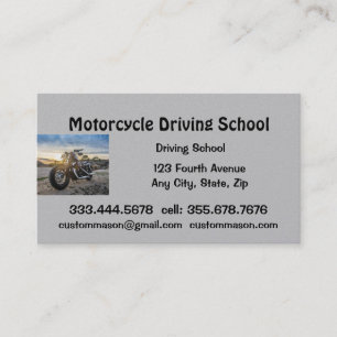 Tarjeta De Visita Lecciones de la escuela de conducción de motocicle