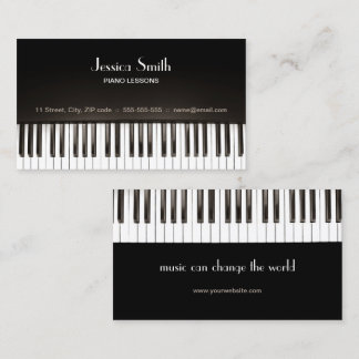 Tarjeta De Visita Lecciones de música para profesores de piano negro