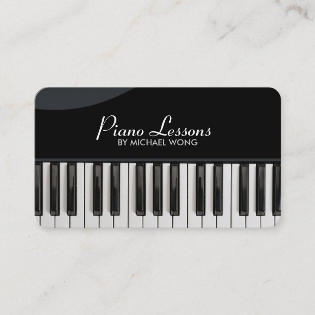 Tarjeta De Visita Lecciones de piano elegantes (Anverso)
