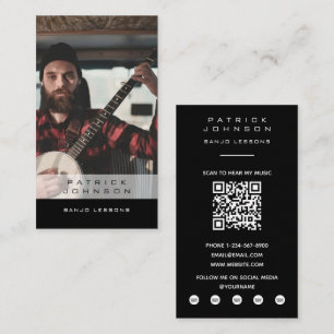 Tarjeta De Visita Lecciones de Tocar el Banjo Músico Música Foto Cód