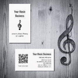 Tarjeta De Visita Lecciones musicales Código QR Simple Treble Clef