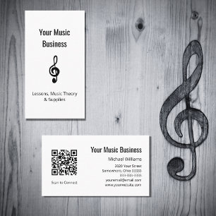 Tarjeta De Visita Lecciones musicales Código QR Simple Treble Clef