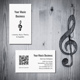 Tarjeta De Visita Lecciones musicales Código QR Simple Treble Clef