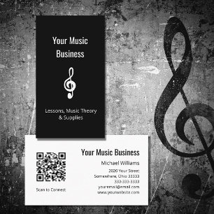 Tarjeta De Visita Lecciones musicales Simple Treble Clef código QR N