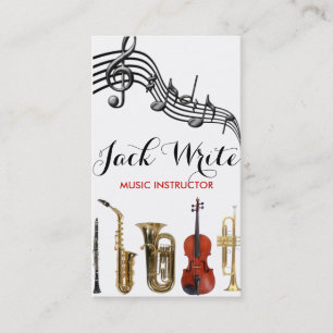 Tarjeta De Visita Lecciones Negocio Instructor Música Instrumental