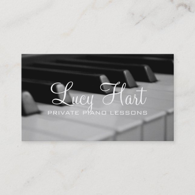 Tarjeta De Visita Lecciones privadas de piano, instructor musical (Anverso)