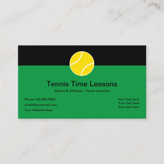 Tarjeta De Visita Lecciones profesionales del tenis (Anverso)