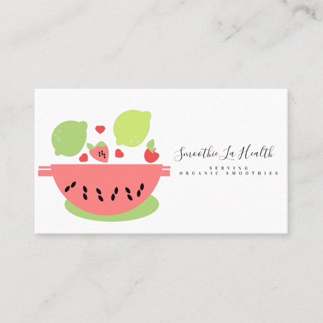 Tarjeta De Visita Leche Smoothik Shake Fruit Lemon Mix Pink Green (Anverso)