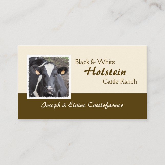 Tarjeta De Visita Lechería de Holstein o foto de los ganados vacunos (Anverso)