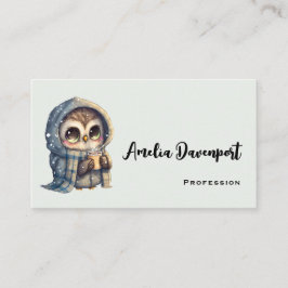 Tarjeta De Visita Lechuza de ojos agudos con café