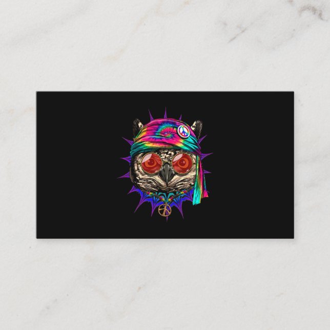 Tarjeta De Visita Lechuza Hippie Tye Hippiness Peace Love Owl 682 (Anverso)