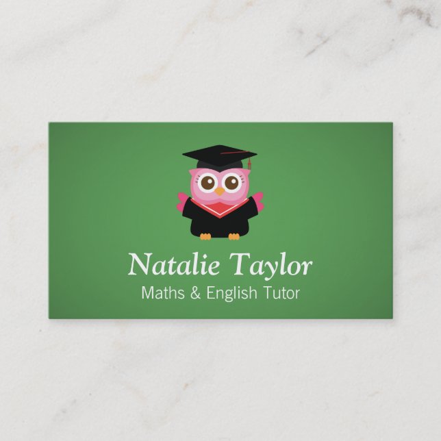 Tarjeta De Visita Lechuza Rosa, tutor personal o profesor (Anverso)