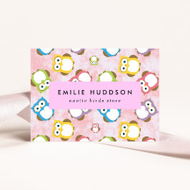 Tarjeta De Visita Lechuzas, Patrón de búho, Tienda de Mascotas, Tien