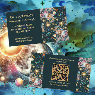Tarjeta De Visita Lector de Horóscopo Astrologer Celestial Profesion