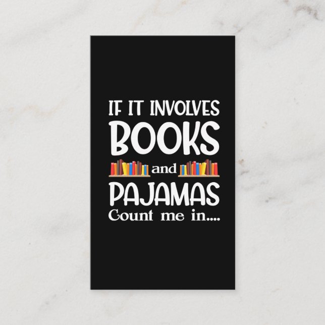 Tarjeta De Visita  Lector de libros Pajamas Bookworm Divertido leyen (Anverso)