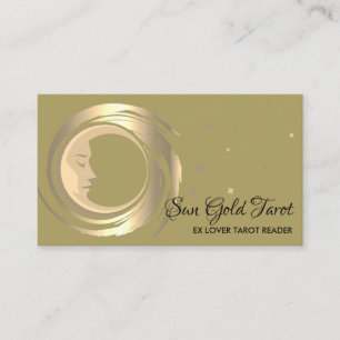Tarjeta De Visita Lector de tarot amarillo: estrellas de luna solar 