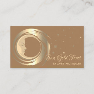 Tarjeta De Visita Lector de Tarot Brown Estrellas Luna Sol Celestial