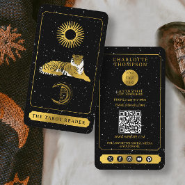 Tarjeta De Visita Lector de tarot celeste Gold Tiger Energy Healer