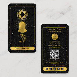Tarjeta De Visita Lector de tarot celeste Psíquico Ball Gold Black