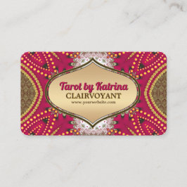 Tarjeta De Visita Lector de tarot de arte amarillo rosado
