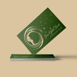 Tarjeta De Visita Lector de Tarot Ex Amante Verde celestial