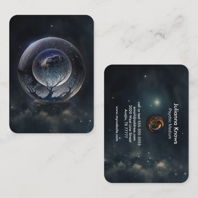 Tarjeta De Visita Lector de tarot medio de crystal Ball Psychic (Anverso / Reverso)