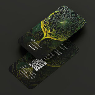 Tarjeta De Visita Lector de Tarot Psíquico Adivino Mandala Verde