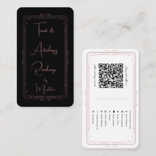 Tarjeta De Visita Lectora Mística de Tarot Rose Gold Código QR de Re