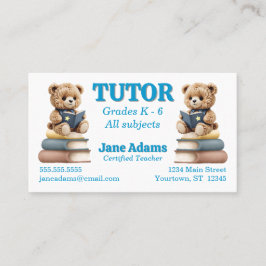 Tarjeta De Visita Leer Bears Teacher Tutor School Daycare