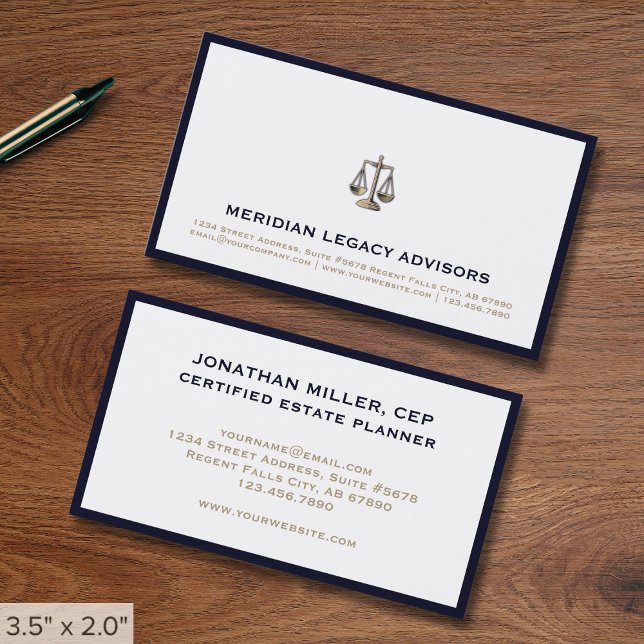 Tarjeta De Visita Legal simple de la frontera azul de la marina (Subido por el creador)