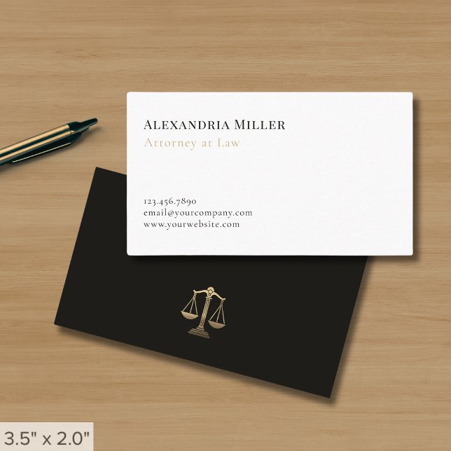 Tarjeta de visita legal simple elegante Gold Justi (Subido por el creador)