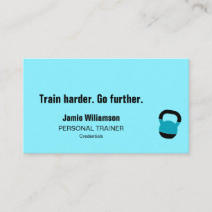Tarjeta De Visita Lema de Entrenador Personal Audaz QR Azul Eléctric