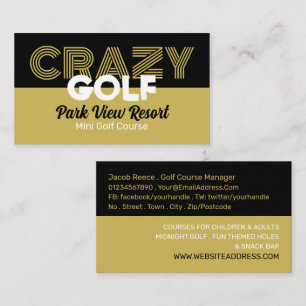 Tarjeta De Visita Lema de golf loco, publicidad del campo de minigol
