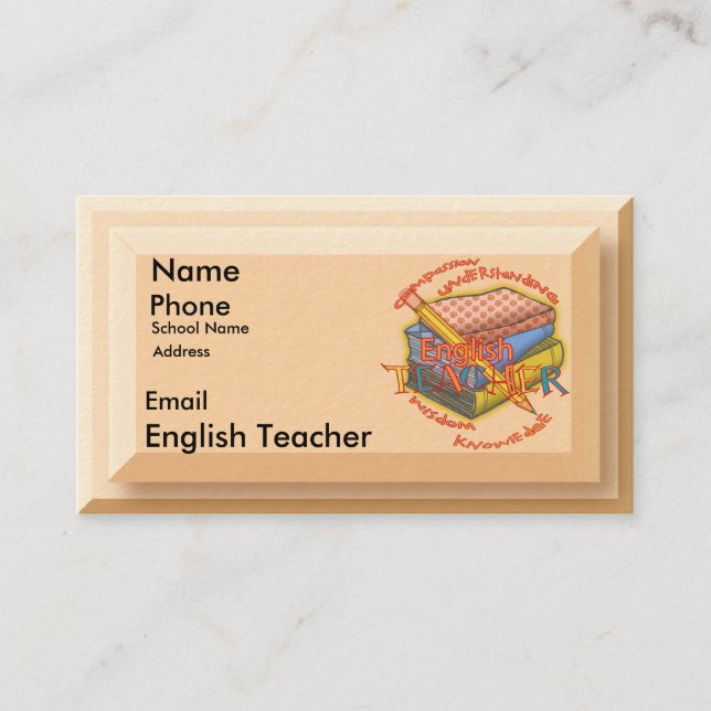 Tarjeta De Visita Lema de profesor de inglés (Anverso)