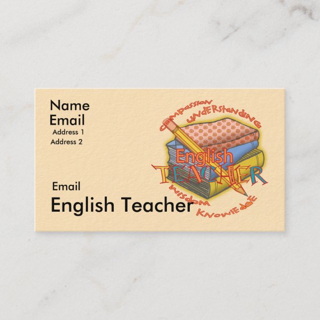 Tarjeta De Visita Lema de profesor de inglés (Anverso)