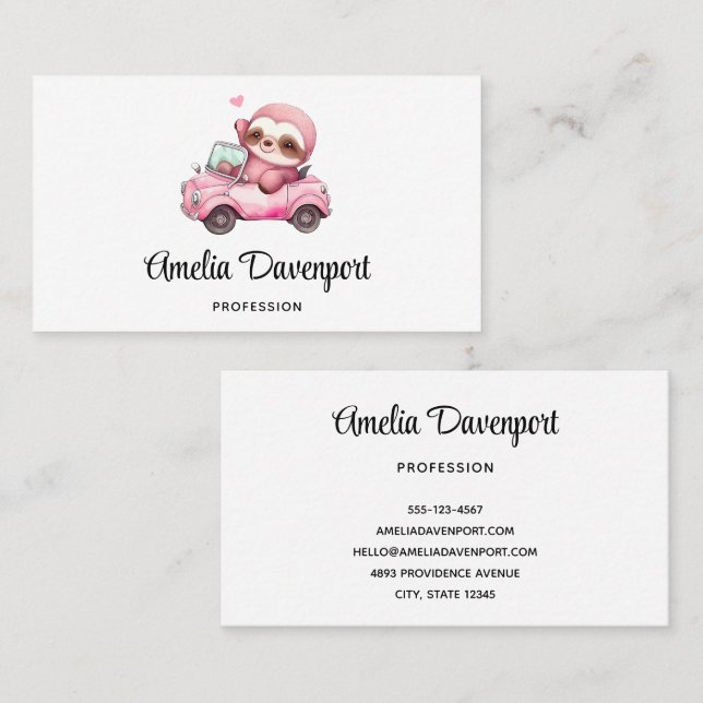 Tarjeta De Visita Lema rosa suave conduciendo un auto (Anverso / Reverso)