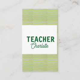 Tarjeta De Visita Lemon green white stripes teacher professor name c