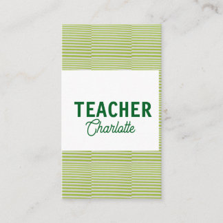 Tarjeta De Visita Lemon green white stripes teacher professor name c