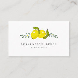 Tarjeta De Visita Lemon y Flor Blanca Simple Clean Business Card