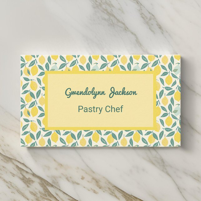 Tarjeta De Visita Lemon Yellow Pastry Chef Baker o Cook Profession (Subido por el creador)
